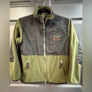 Vintage FUBU Green/Black Fleece Zip Up Jacket Size M 10/12